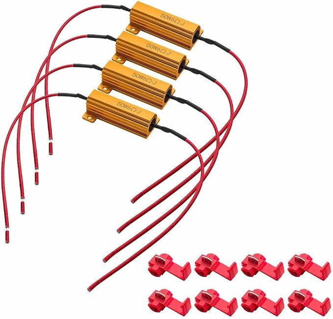 Safego 50W 6Ohm LED Load Resistors 4Pcs Premium Quality Load Resistors for LED Turn Signal Lights or LED License Plate Lights or DRL