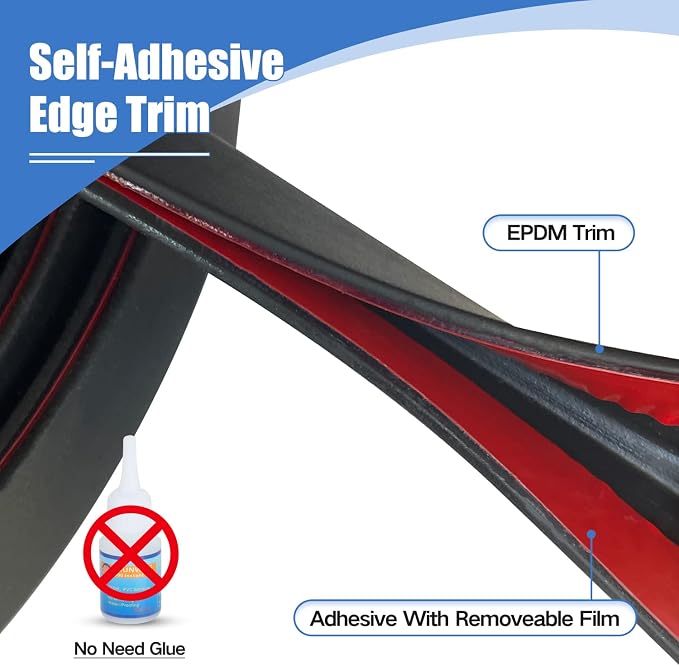 Rubber Edge Trim, Self-Adhesive Rubber Edge Trim, Edge Protector for Sheet Metal, EPDM Material, Fit 1/16"(1.0mm), Length 10Ft, Black Color, U Channel Edge Trim