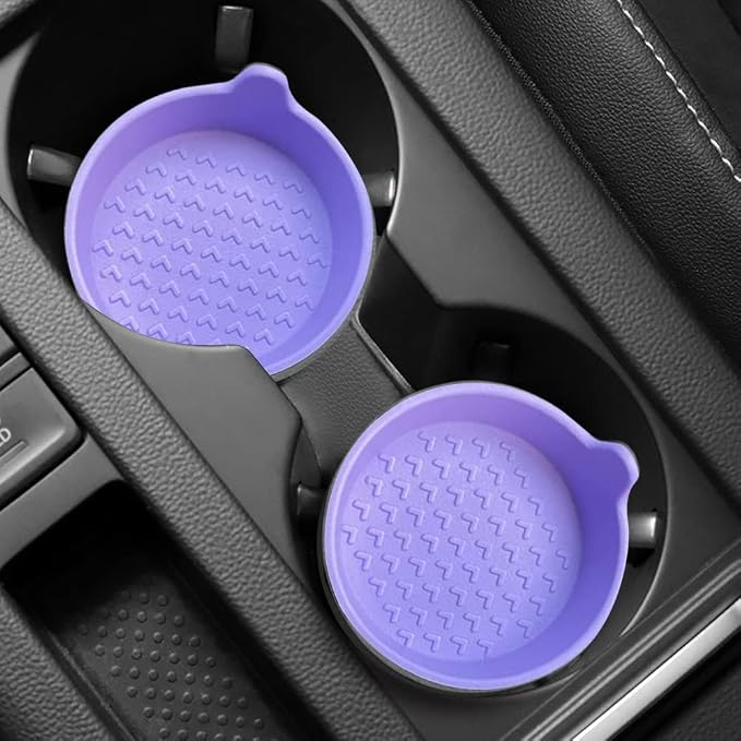 4 Packs Silicone Car Cup Holder Coasters,Car Coasters for Cup Holders,Universal Removabl Vehicle Cup Holder Coasters for Most Cars, Trucks, RVs (Purple)