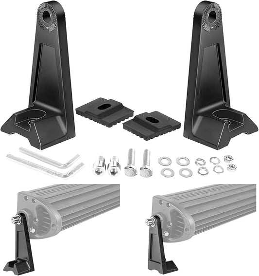 2PCS Light Bar Mounting Brackets, Universal Side-Mounted Bracket Dual Row LED Bar Straight/Curved Driving Light Mounts for Offroad Truck Pickup Wrangler ATV UTV