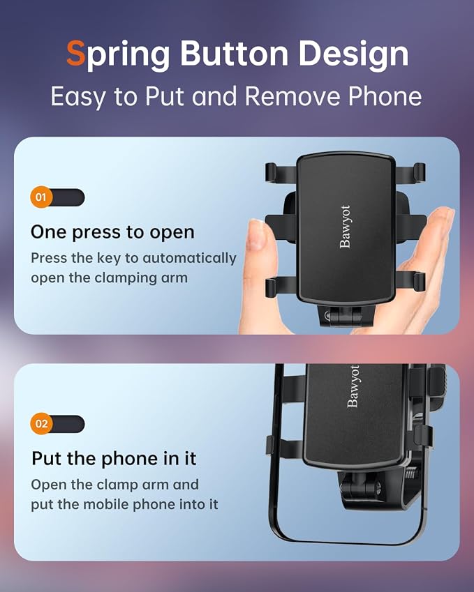 Car Phone Holder Mount Dashboard Upgrade 360 Degree Rotation Rear View Mirror and Sun Visor Multifunctional Clip Design Car Universal Phone Mount Compatible with 4-7 inch cellphones
