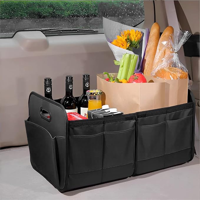 AICEL Car Trunk Organizer, Collapsible Waterproof Premium Oxford Cargo Storage, Multi-Compartment Foldable Trunk Groceries Organizer, Auto Accessories Universal for SUV Truck Sedan