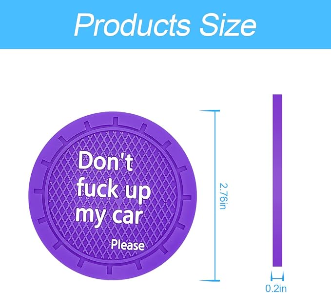 8sanlione 2 Pack Car Cup Holder Coasters, 2.75 Inch Non-Slip PVC Insert Cup Coaster, Anti-Scratch Auto Cup Mats for Women Men, Vehicle Interior Accessories for Car, SUV, Truck (D Deep Purple/2PCS)
