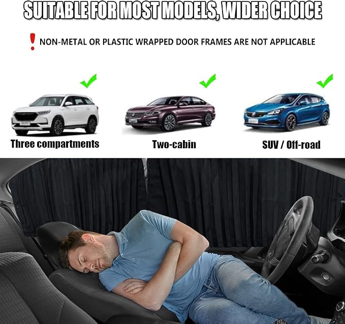 XCBYT Magnetic Car Privacy Curtains, Sun UV Protection, 2 Pack | Blocks the sun to provide complete privacy. Ideal for car camping, breastfeeding, taking naps during lunch breaks