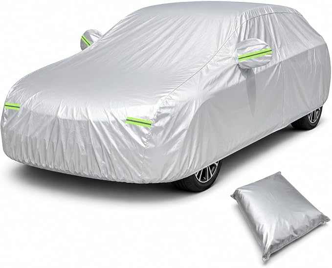 GXARTS Car Cover 196"×78"×59" Waterproof All-Weather Sedan Cover Outdoor Indoor with Zipper Door & Windproof Straps | UV Snow Dust Protection Fit for Toyota Camry Honda Accord Kia K5 Altima