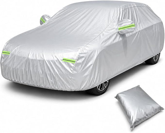 GXARTS Car Cover 196"×78"×59" Waterproof All-Weather Sedan Cover Outdoor Indoor with Zipper Door & Windproof Straps | UV Snow Dust Protection Fit for Toyota Camry Honda Accord Kia K5 Altima