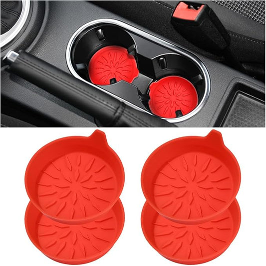 Mandark 4PCS Car Cup Holder Coaster, Non-Slip Recessed Insert Vehicle Cup Mat, 2.75 Inch Waterproof Universal Automotive Interior Drink Cup Pad Accessories for Most Trucks SUVs (Red)