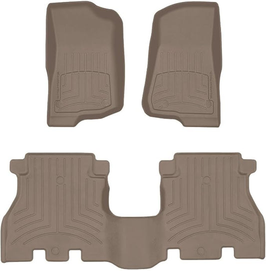 WeatherTech FloorLiner HP Custom Fit Floor Mats for Jeep Wrangler 4-Door, Wrangler 4-Door Rubicon 392, Wrangler Unlimited 4-Door - 1st & 2nd Row (451313-1-2IM), Tan