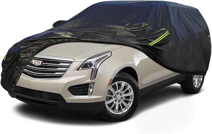 KouKou Waterproof SUV Car Cover Suitable for Cadillac XT5 from 2016 to 2025, 7 Layers Windproof All Weather Waterproof Outdoor Cover Sun Rain UV Dust Snow Protection. Black