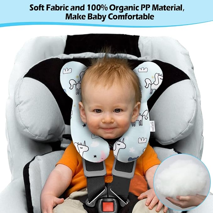 KAKIBLIN Baby Neck Pillow, Baby Support Pillow,Upgraded Neck Pillows for Car Seat,Head and Neck Support Pillow for Car Seat, Stroller, Pushchair(Unicorn)