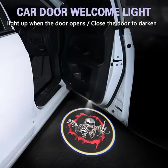 Zufoty 2PCS Car Door Light Projector, Wireless LED Car Door Paste Welcome Courtesy Light, LED Courtesy Ghost Shadow Welcome Lamp, Universal Car Accessories Fits Most Car SUV Truck