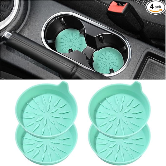Mandark 4PCS Car Cup Holder Coaster, Non-Slip Recessed Insert Vehicle Cup Mat, 2.75 Inch Waterproof Universal Automotive Interior Drink Cup Pad Accessories for Most Trucks SUVs (Green)