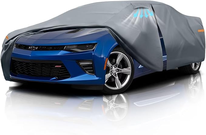 Waterproof Chevrolet Chevy Camaro(1992-2026) Car Cover with Breathable Vents, [Upgrade] Premium Covers with Cotton Liner and Zipper Door, Sun Rain Snow Dust Uv Protection.(Gift with Towel)