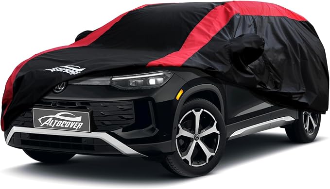 Car Cover Waterproof All Weather Custom Fit for VW Volkswagen Tiguan 2018–2025 BWM, Tiguan Accessory with Door Zipper & Windproof Straps