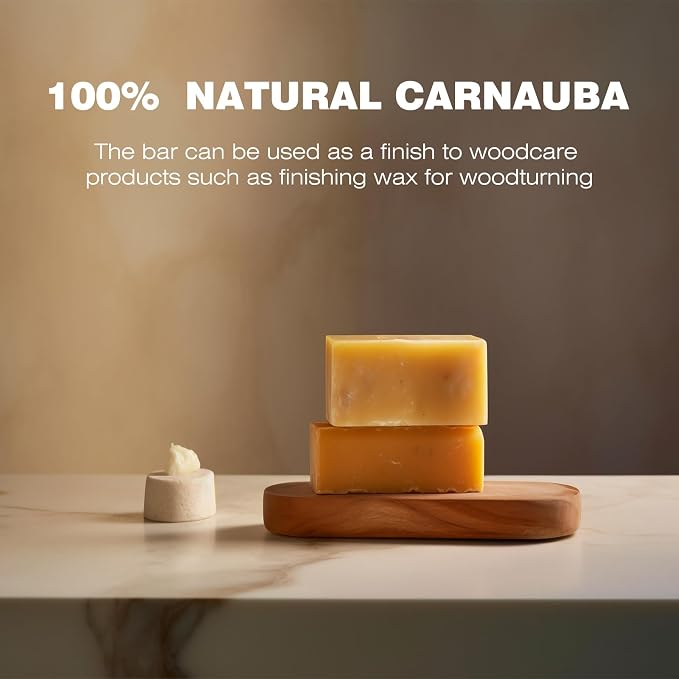 Carnauba Wax Paste - Pure Carnauba Wax Stick for Wood Buffing Compound | High-Gloss Finish - Prevents Cracking Or Warping - Easy Application - Non-Staining