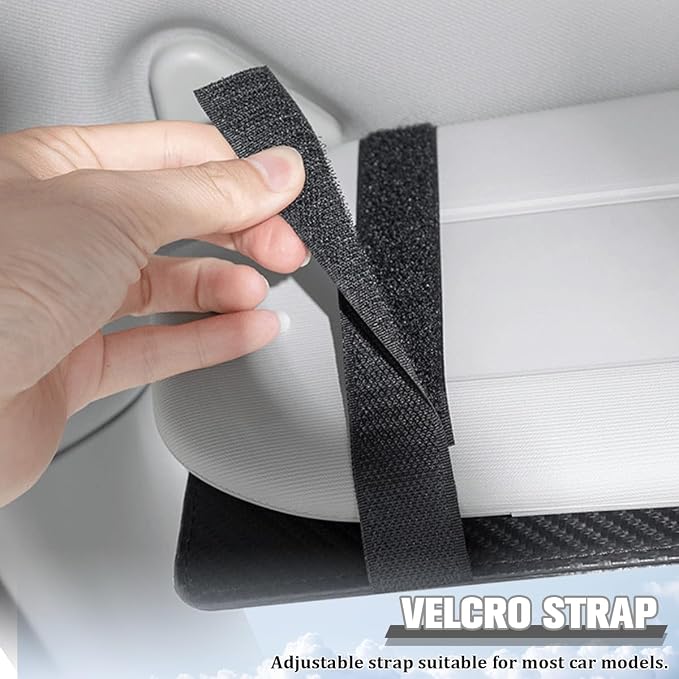 Car Sun Visor Organizer, Carbon Fiber Visor Glasses Tissue Card Holder Storage Pocket Pouch, Multifunctional Auto Sunshade Organizer Case Bag for Pens Documents Napkin, Universal Fit (Black)
