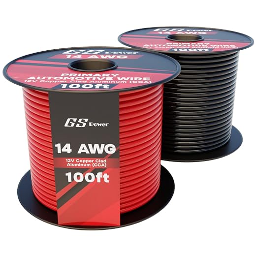 GS Power 200ft CCA 14 Gauge Wire Automotive, 100ft Spool, 2 Colors, 14 AWG 12v, Speaker Electrical Wire Low Voltage Primary for Car Stereo Audio Trailer Harness Hookup Wiring DIY