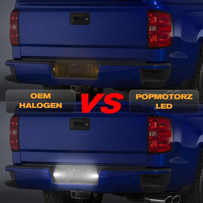 POPMOTORZ LED License Plate Light Compatible with 2014 2015 2016 2017 2018 2019 2020 2021 2022 Chevy Silverado GMC Sierra 1500 2500HD 3500HD 2015-2021 Colorado Canyon Pickup Truck 6000K, White