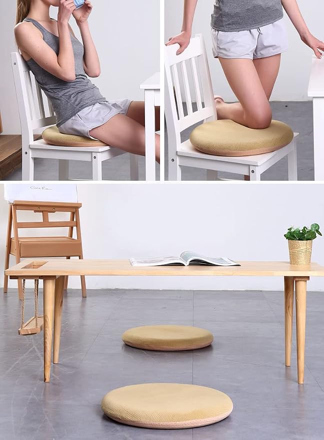Sigmat Memory Foam Seat Cushion Anti-Slip Soft Round Stool Cushion Chair Pad 13 Inch Geometric