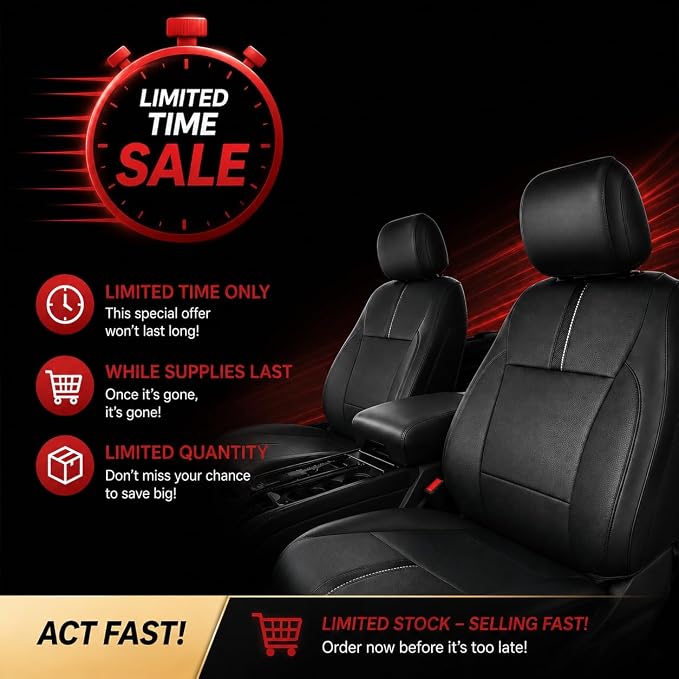 CreekT® Full Set Seat Covers for Ford F150 2015-2026, Waterproof Pickup Custom Fit Faux Leather Seat Covers for Ford F-150 Accessories 2021 2022 2023 2024 2025 2026 Super Crew/Crew Cab(XL,XLT)
