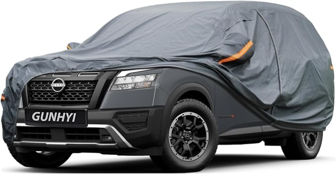 GUNHYI Premium Car Cover Custom Fit Nissan Pathfinder, 16 Layers Heavy Duty Car Cover Waterproof All Weather with Zipper Door for Sun Rain Snow Dust Uv Protection