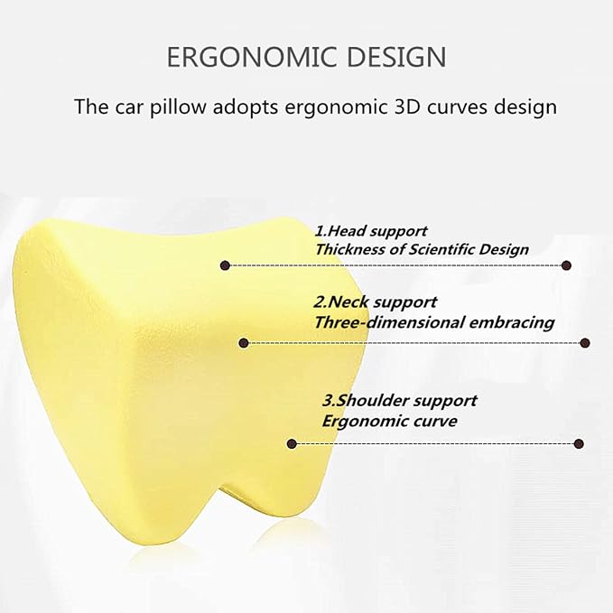Car Seat Neck Pillow, Headrest Cushion Relieve Neck Pain for & Muscle Tension,100% Memory Foam Neck Support Head Pillow for Ergonomic Design