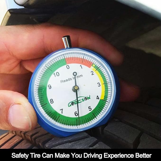 GODESON 88703 Dial Tire Tread Depth Gauge in MM,Professional for Motorcycle, Car,Truck and Bus
