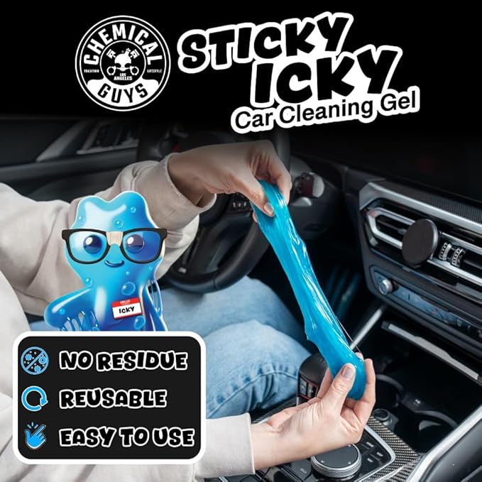 Chemical Guys Sticky Icky Car Cleaning Gel, Green Apple, Strawberry, 2-Pack | For air vents, dashboards, and keyboards, reusable, for vents, cup holders, and keyboards, use for dashboard crevices