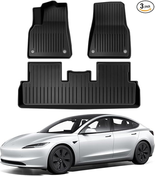Pedigree Floor Mats Compatible with Tesla Model 3,Custom Fit Floor Liners for 2026 2025 2024 Tesla Model 3,1st & 2nd Row All Weather Protection