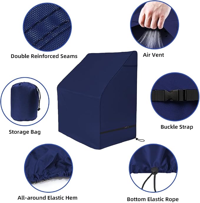 600D Fade and Tear Resistant Boat Center Console Cover,Heavy-Duty Waterproof and UV Protection Trailerable Boat Console Cover with Windproof Strap, Navy (Large Size up to 24"L X 36"W X 42"H)