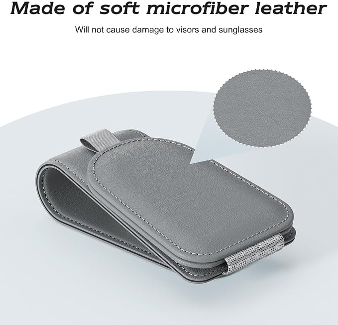 Sotfamily Sunglass Holder for Car Visor, Gray, 2 Packs | Suede Cloth, Magnetic, Organizer for Car Accessories