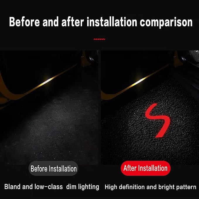 2Pcs Car Door Lights Projector for R55 R56 R57 R58 R59 R60 R61 F55 F56 F57 Car Door Logo Light Colorfast Courtesy Projector Laser Puddle lamp Welcome Lights Ghost Shadow Light Accessories (Red S)