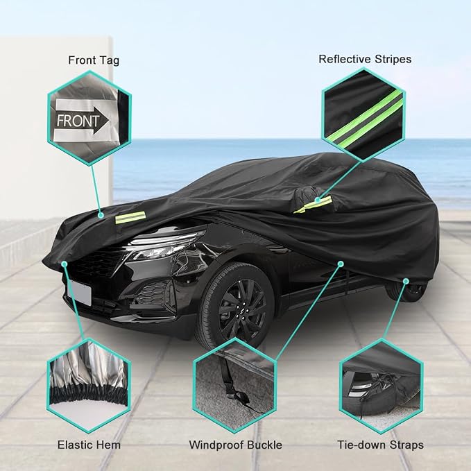 Waterproof SUV Car Covers for Automobiles, All Weather Outdoor Full Exterior Cover fit SUV Length 181-191 inch