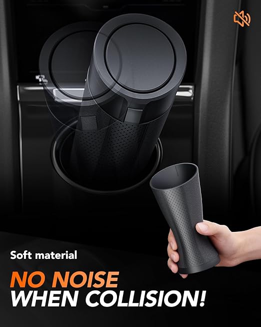 Car Trash Can Bin with Lid, Leakproof Garbage Can, Mini Cup Holder Trash Can for Car, Small Side Door Trash Can with with 80 Attached Trash Bags (2, B)