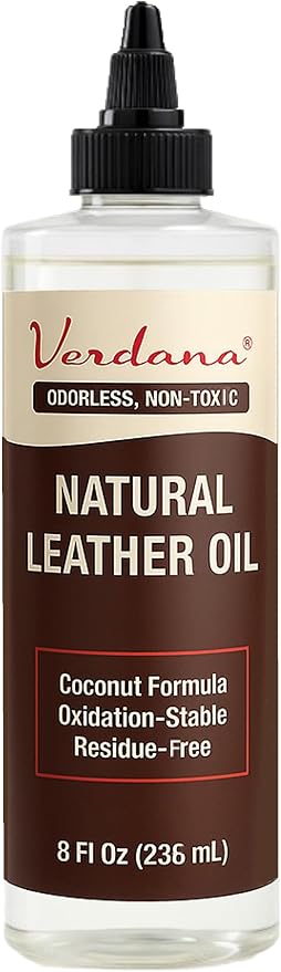 Verdana Leather Conditioner Oil – 8 Fl Oz – Plant-Based, Non-Toxic Leather Conditioner for Couches, Car Seats, Boots, Shoes, Jackets & Purses – Natural, Odorless Conditioning Oil