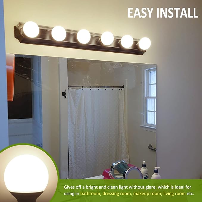 8-Pack LED Bathroom Light Bulbs, 4000K Natural White Night Light Bulb, Non Dimmable Makeup Mirror Lights for Bedroom, E26 Medium Screw Base