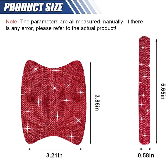 ZIMISI 10PCS Bling Car Door Handle Protector, Crystal Rhinestone Anti-Scratch Car Bowl Decoration Sticker Decal, Universal Auto Exterior Door Protective Covers Accessories for Women (Red)