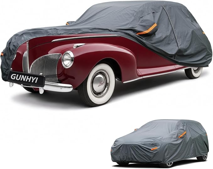 GUNHYI Premium Car Cover Custom Fit Lincoln Zephyr, 16 Layers Heavy Duty Car Cover Waterproof All Weather with Zipper Door for Sun Rain Snow Dust Uv Protection