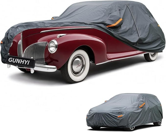 GUNHYI Premium Car Cover Custom Fit Lincoln Zephyr, 16 Layers Heavy Duty Car Cover Waterproof All Weather with Zipper Door for Sun Rain Snow Dust Uv Protection