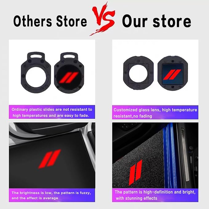 2pcs Never Fade Door Light Led Logo for Dodge Charger Daytona Hellcat All Car Models Projector Ghost Shadow Puddle Courtesy Step Lights (Red)