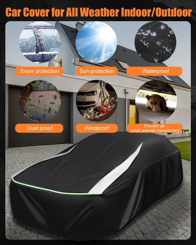 Full Enclosed SUV Car Cover Universal Fit Wrangler 4 Door/Grand Cherokee,Outback,BMW X5,Lexus RX350,Model y,Equinox,Edge,4Runner/Highlander,Pilot,Audi Q5,Infiniti QX50/55/70,Macan/Cayenne,MDX