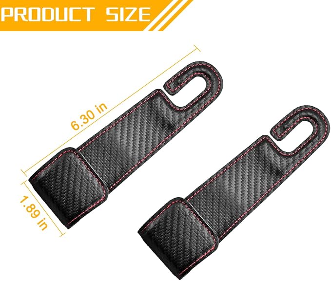 2PCS Car Seat Headrest Hook, Leather Vehicle Seatback Organizer Hanger for Hanging Purse Bag Coat, Auto Seat Back Storage Hook Accessories, Universal for SUV, Sedan, Truck (Carbon Fiber Black)