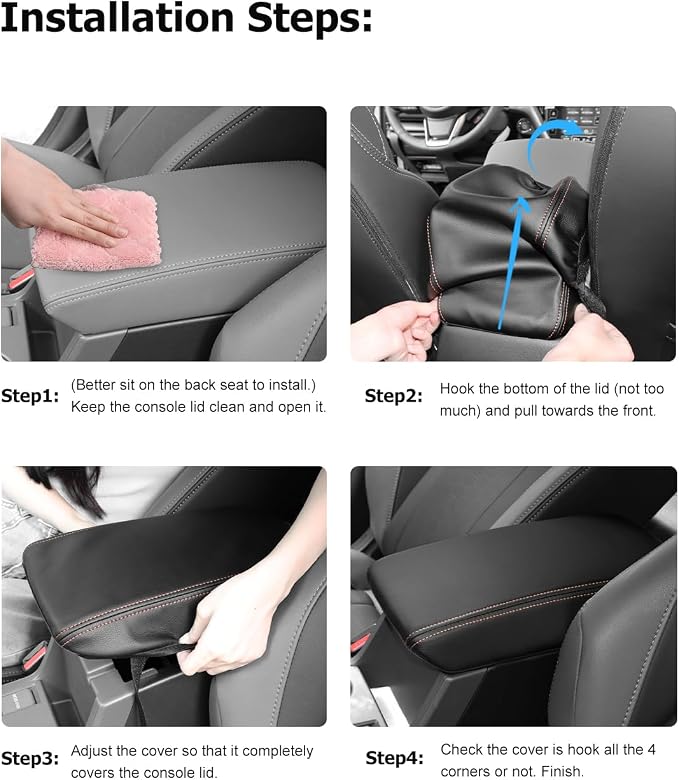 INTGET for 2026 Subaru Crosstrek/Impreza Accessories 2024 2025 Center Console Armrest Cover Leather Arm Rest Box Lid Middle Console Seat Cover Protector (Red Stitches, 2024+)