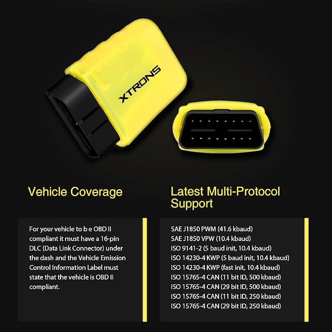 XTRONS OBD2 Android OBDII Car Auto Diagnostic Scanner Tool Torque Special for All Android Car Stereo Compatible Ford Cadillac Lexus VW Porsche BMW
