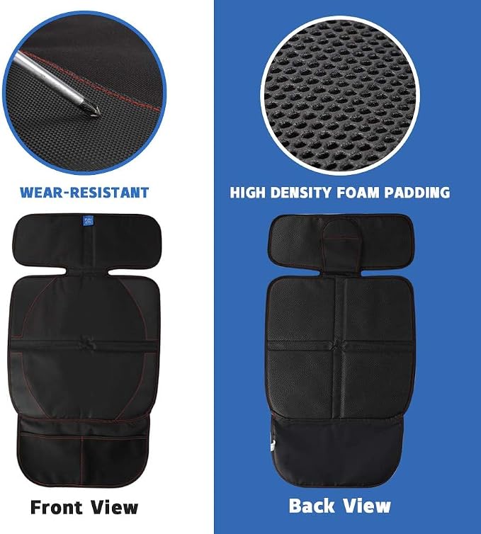 funbliss Car Seat Protector, Black, 2 Packs | Waterproof, Thickest Padding, For Baby Child & Dog, Protects Automotive Vehicle Leather