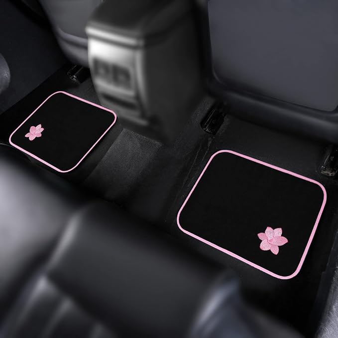 August Auto Universal Fit Flower 4PC Carpet Car Floor Mats with Heelpad Fit for Sedan, SUVs, Truck, Vans
