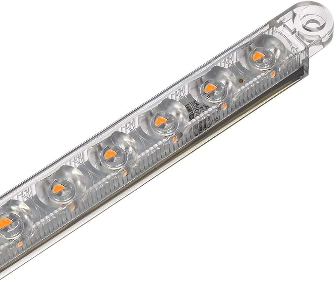 Partsam 2Pcs 12" Amber Led LED Trailer Light Bar 15-2835-SMD Clear Lens with Chrome Bezel Sealed Thin LED Turn Signal Marker Identification Light Bar for Trucks Trailers RV Surface Mount