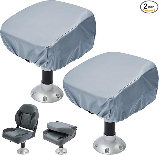 2 Pack Boat Seat Covers Waterproof 900D Heavy Duty Boat Folding Chair Cover | 18W x 20D x 14H inch, Grey