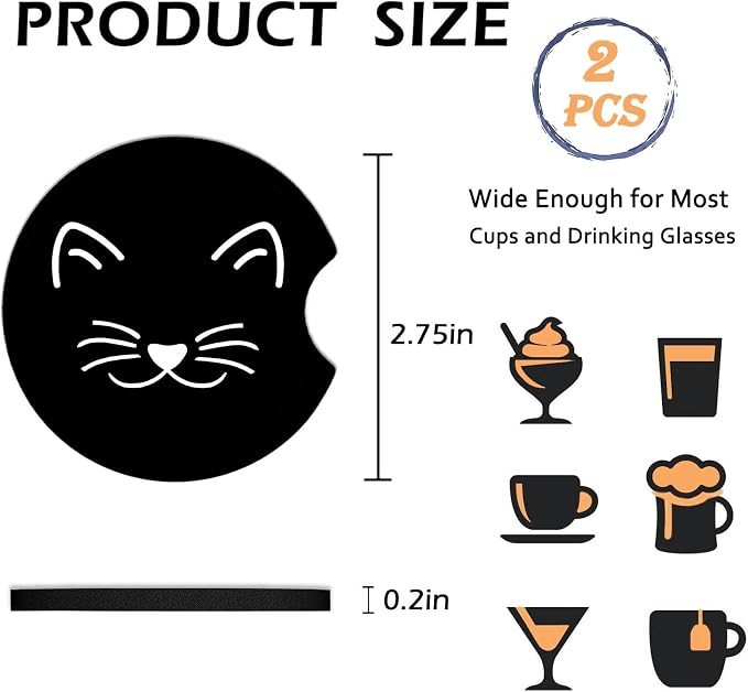2Pcs Sunflower Butterfly Car Coasters,2.75" Neoprene Cup Holder Coasters | Universal Non‑Slip Mat, Drink Coaster Decor Auto Accessories Sunflowers Gifts for Women,Men,Mom