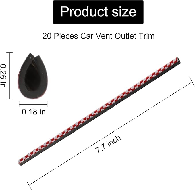 LivTee 20 Pieces Car Air Conditioner Decoration Strip for Vent Outlet, Universal Waterproof Bendable Air Vent Outlet Trim Decoration, Car Interior Accessories (Carbon Red)